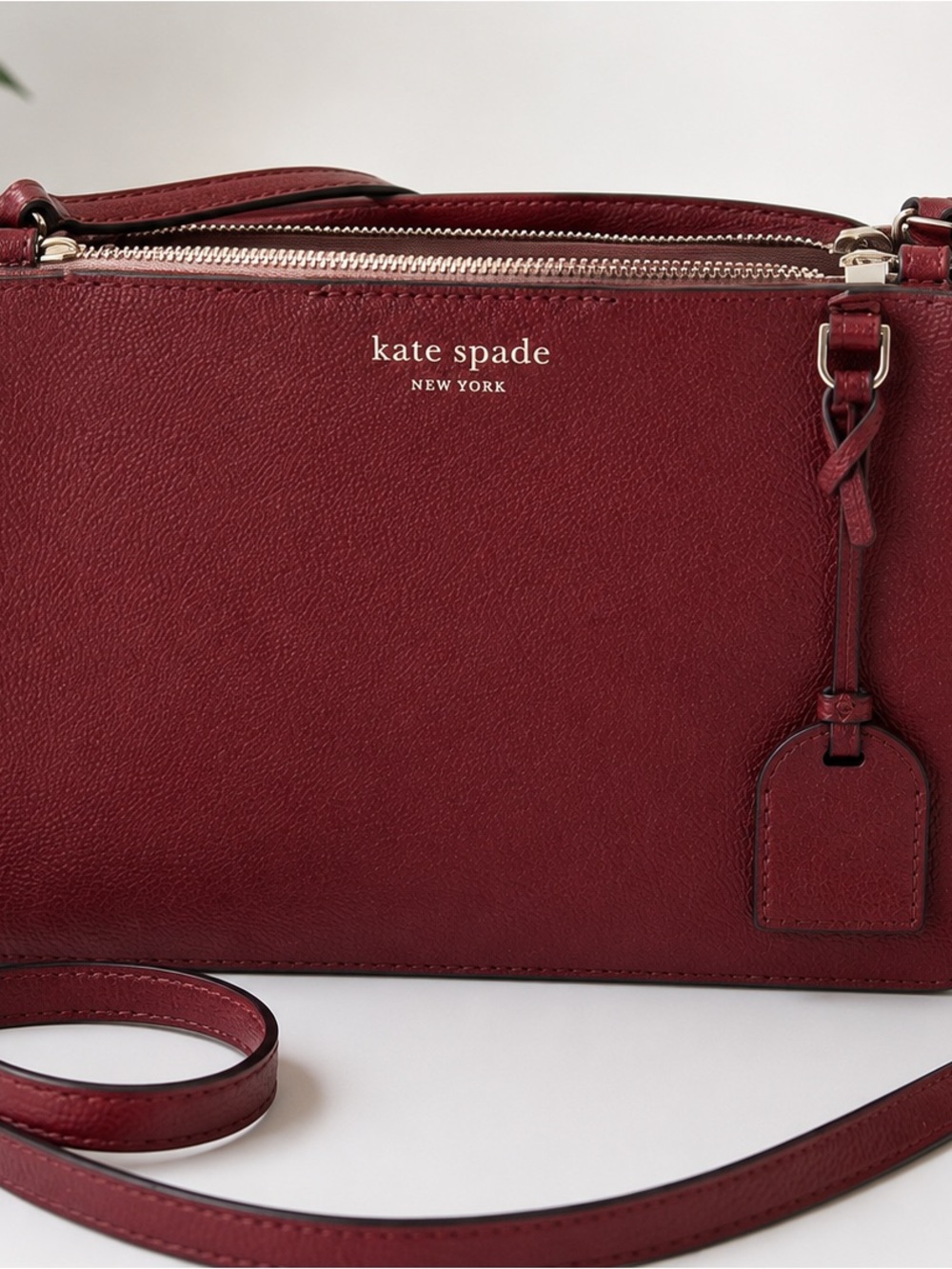 kate spade Burgundy Leather Double-Compartment Crossbody - Picture 2 of 2